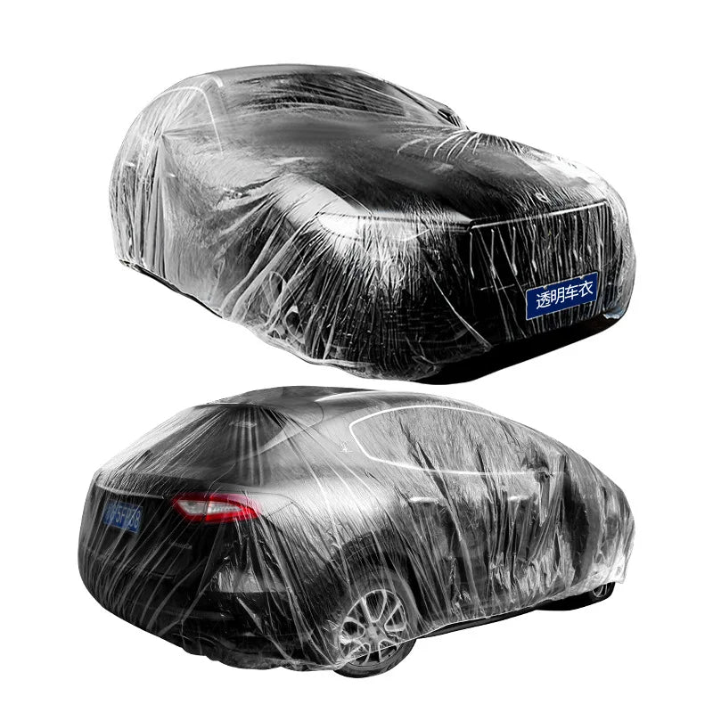 Housse de protection jetable pour vêtements de voiture, protection solaire GM, anti-pluie et anti-poussière, couverture complète simple en plastique transparent