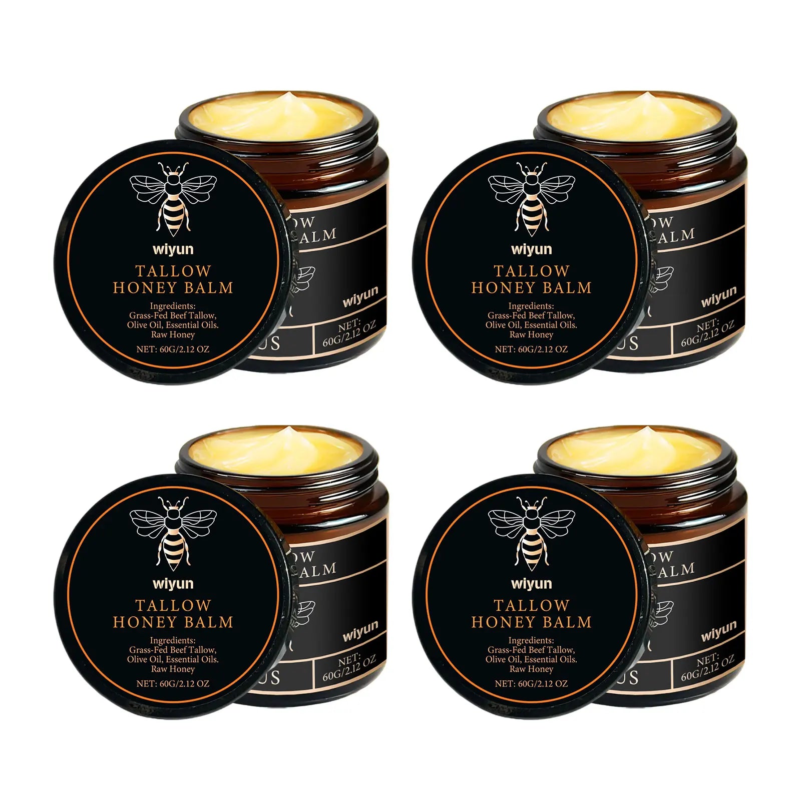 Baume de Tallow de boeuf alimenté en herbe biologique, miel cru, hydratant, doux, améliore l'élasticité, crème hydratante lisse longue durée, soins pour la peau