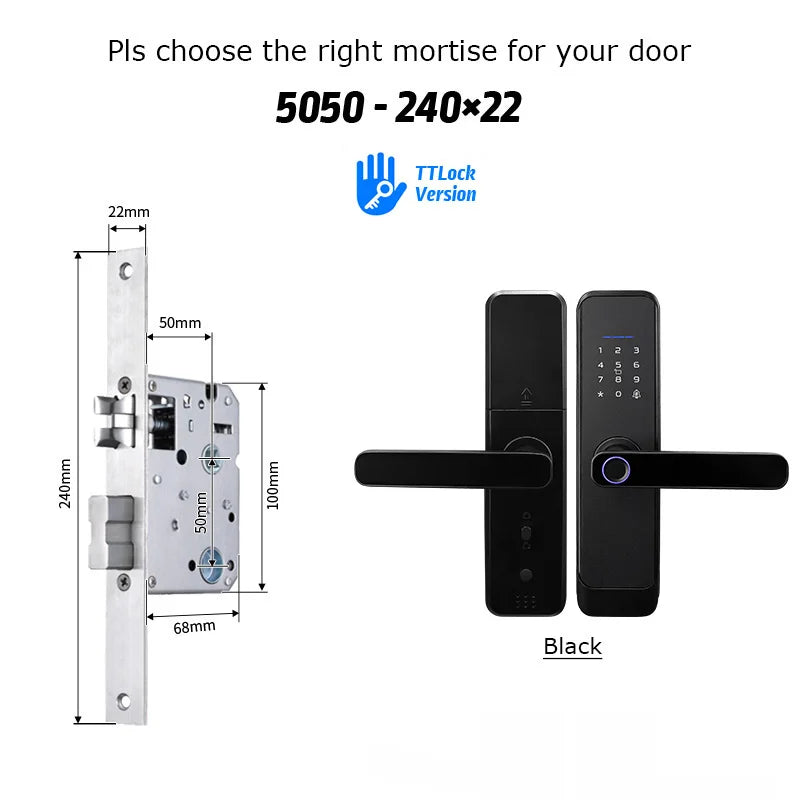 Serrure à empreintes digitales, étanche, Wifi, télécommande, Bluetooth, TTLock, carte d'application, Code numérique, serrure de porte intelligente électronique sans clé