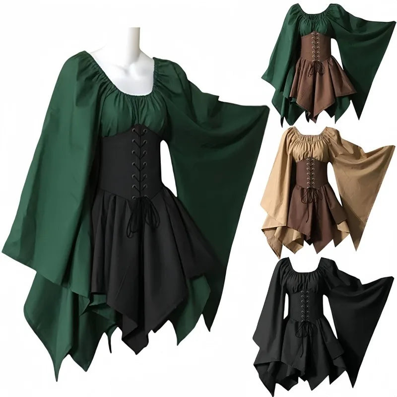 Medieval costume for women, Renaissance medieval dress, fairy elf, traditional Irish Viking costume, elf ear for Halloween party