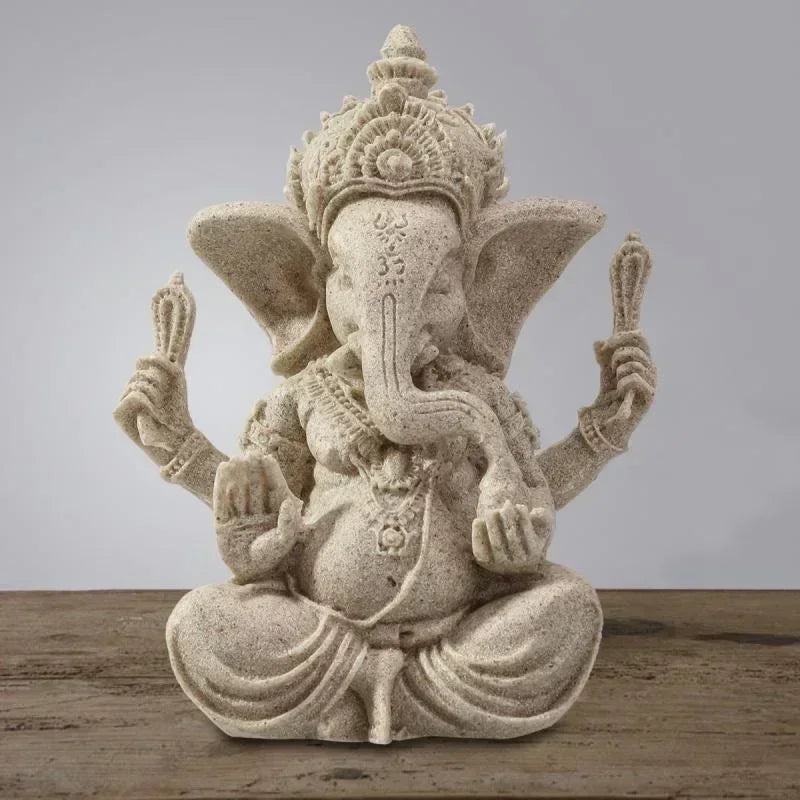 Handmade sandstone Ganesha Buddha elephant statue, sculpture for home and living room decoration