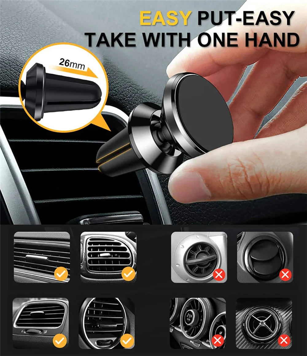 Support de téléphone magnétique universel support de voiture avec Clip de ventilation de voiture support de téléphone portable support de téléphone téléphone intelligent réglable à 360 degrés