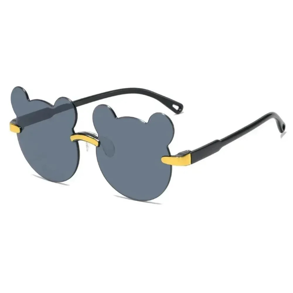 Lunettes de soleil pour enfants, ours de dessin animé mignon, pour garçons et filles, sans monture, UV400, pour voyage en plein air, ski