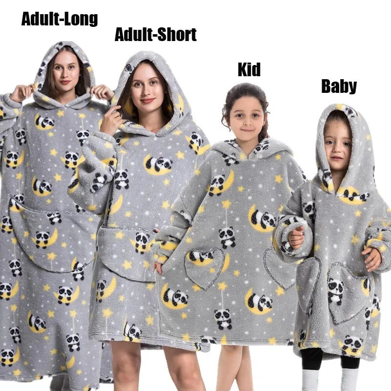 Sweat-shirt à capuche d'hiver pour femmes et hommes, pull polaire géant TV, couverture surdimensionnée avec manches, vêtements citrouille d'halloween pour adultes