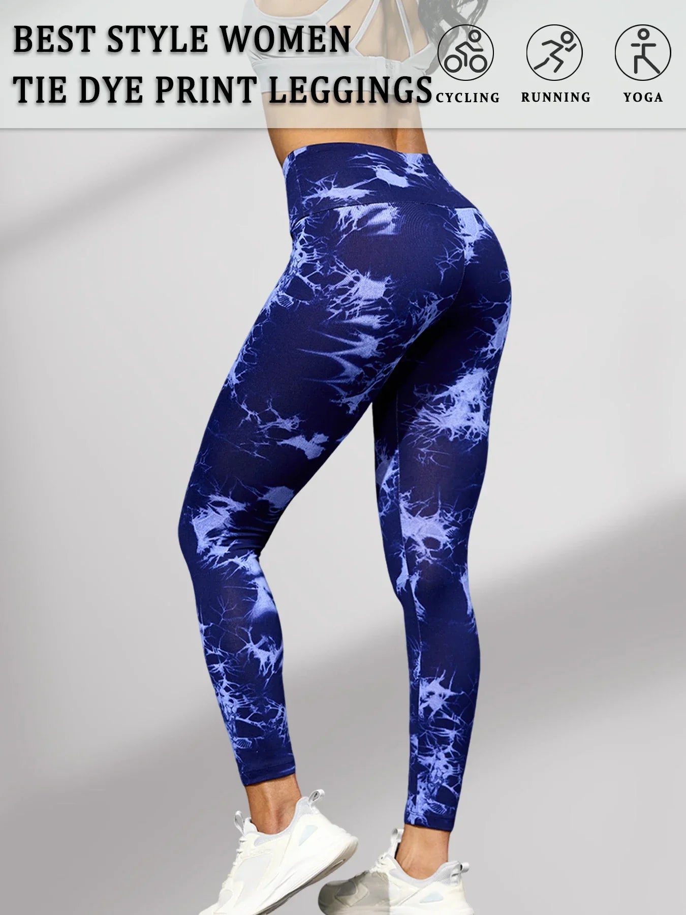 Leggings de teinture par nouage taille haute pour femmes, collants d'athlétisme, de Yoga, de course, de gymnastique, non transparents, Push Up, Fitness