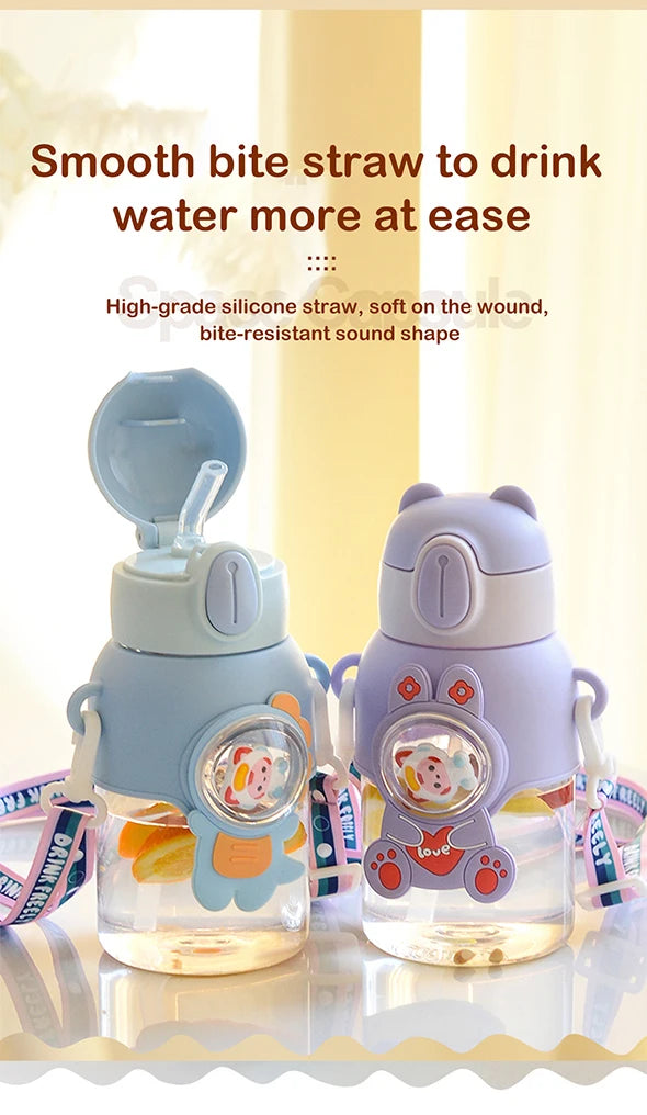 Tasse d'eau d'été Kawaii de 600ML pour enfants, tasse en paille antichute de grande valeur pour garçons et Cirls, bouilloire pour bébé aller à l'école