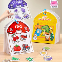 Livre silencieux pour bébés, jouet éducatif, apprentissage précoce, reconnaissance des couleurs avec Velcro, bâton réutilisable, Pages de pelage, jeu interactif