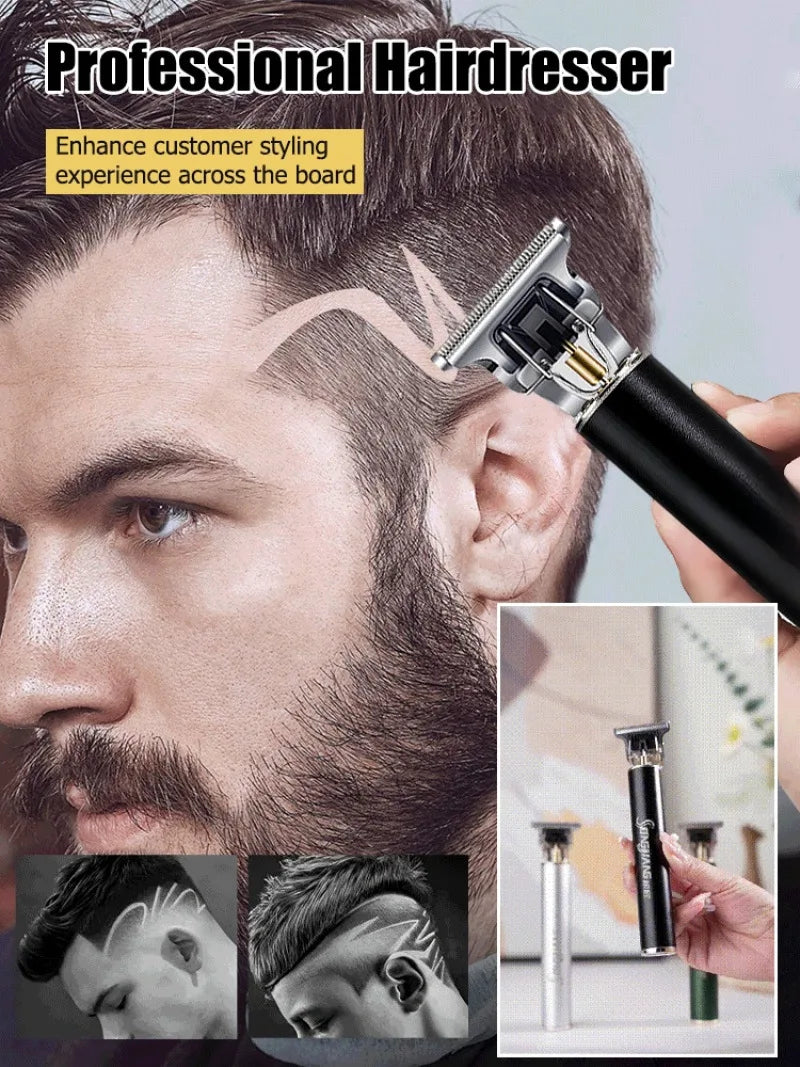 Tondeuse à cheveux professionnelle Machine de coupe de cheveux barbier tondeuse à cheveux Rechargeable tondeuse à cheveux en métal pour hommes