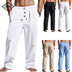 Pantalon décontracté homme 2025 printemps/été nouveau homme grande taille blanc pantalon droit solide plage noir Fitness pantalon S-XXXL