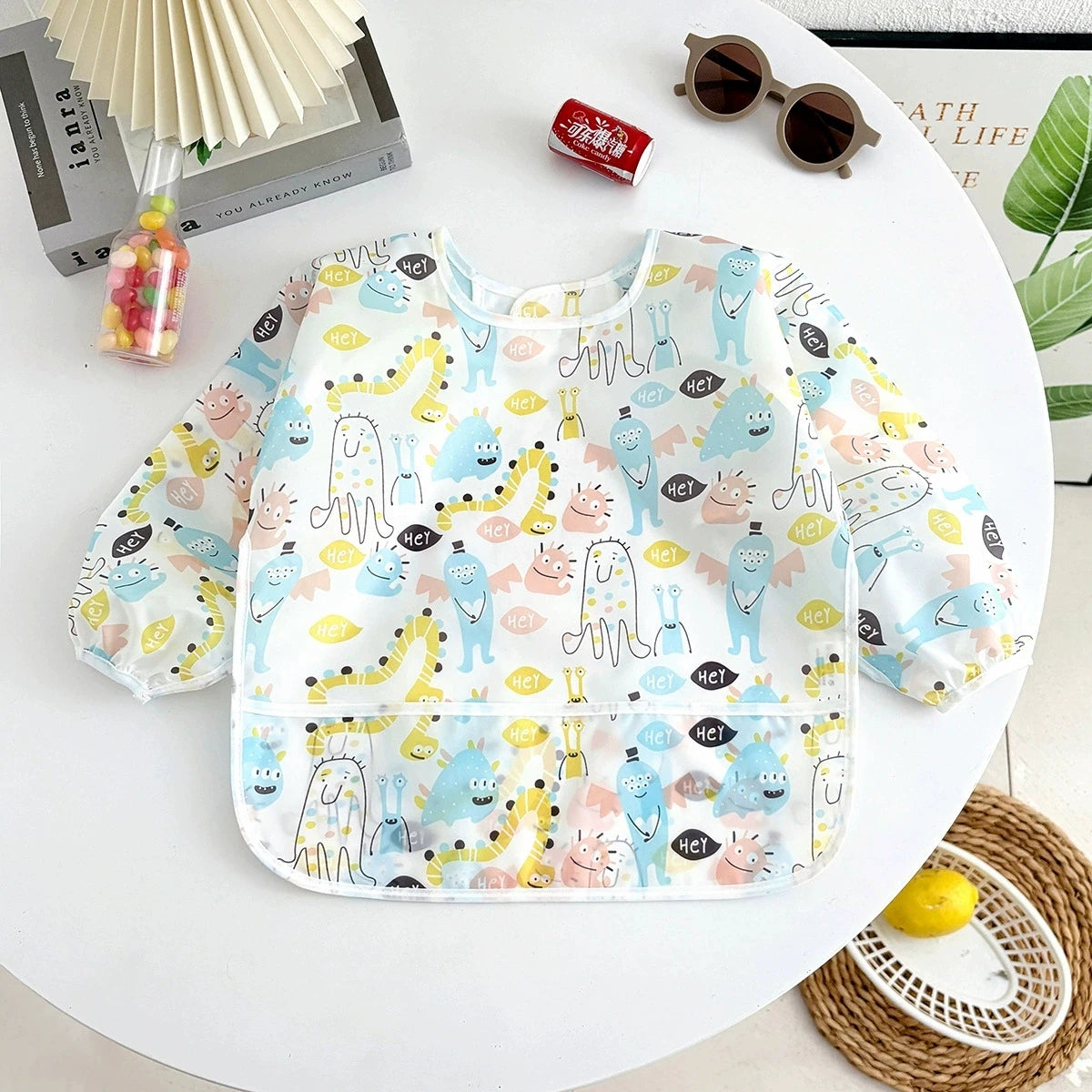 Bavoirs pour bébé, mignon, articles pour bébé, imperméable, manches longues, Smock artistique, tablier d'alimentation pour enfants