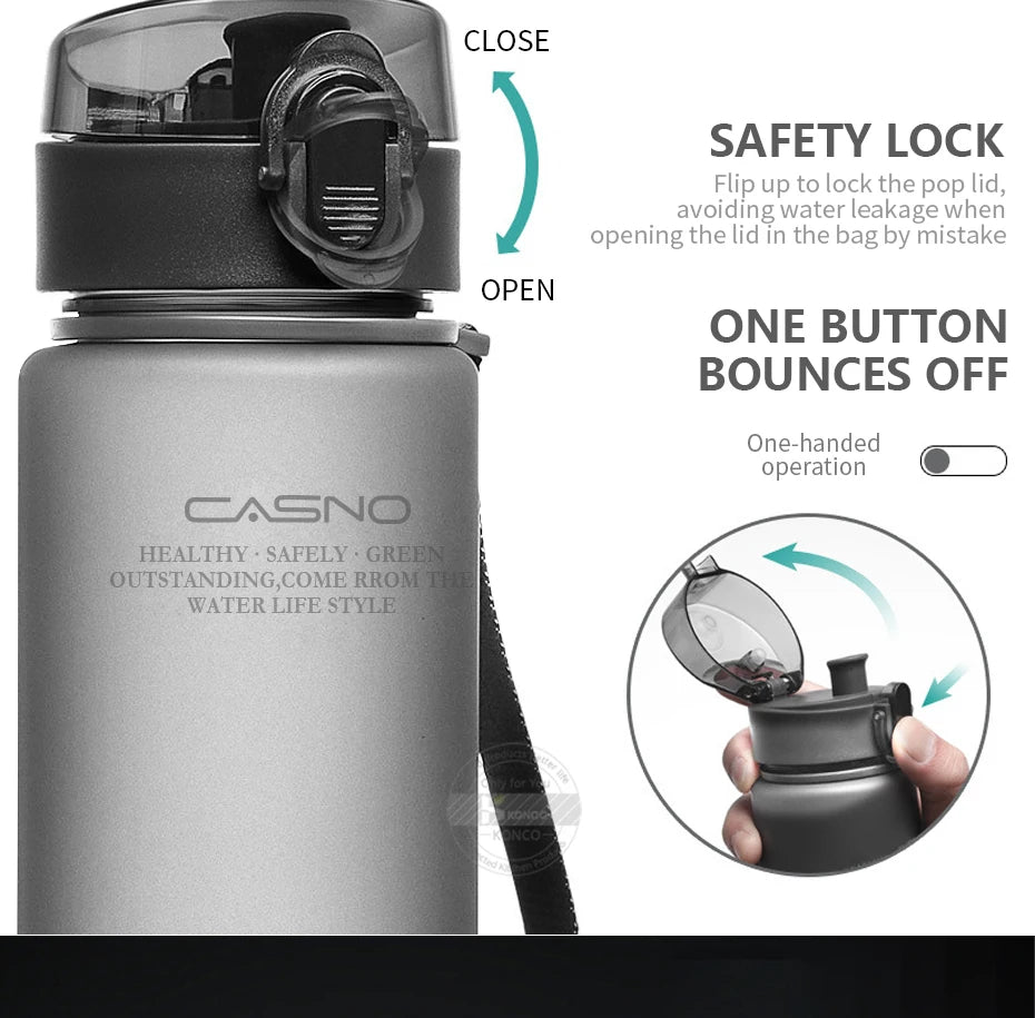400/560ml bouteille d'eau Sport bouteille à boire Portable étanche Shaker bouteille en plastique Drinkware Sport de plein air Fitness sans BPA