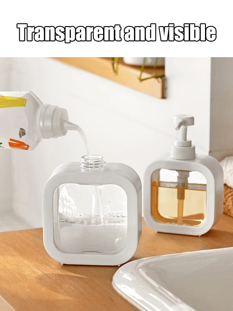 Bouteille distributrice de savon de grande capacité, bouteille de presse en plastique transparent et visible, adaptée aux voyages, à la cuisine, à la salle de bain