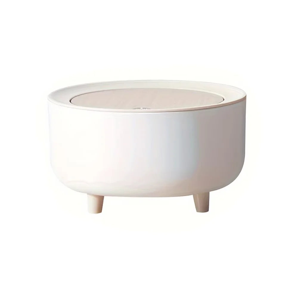 Poubelle ronde avec couvercle, poubelle blanche avec pied, corbeille à papier, poubelle pour chambre, cuisine, bureau, salon