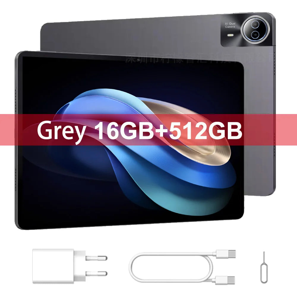 2025 Version mondiale Super grand écran 14 pouces tablette Android 14 4G appel téléphonique 16GB + 512GB tablettes 14 "GPS 5G WiFi FM 12000mAh