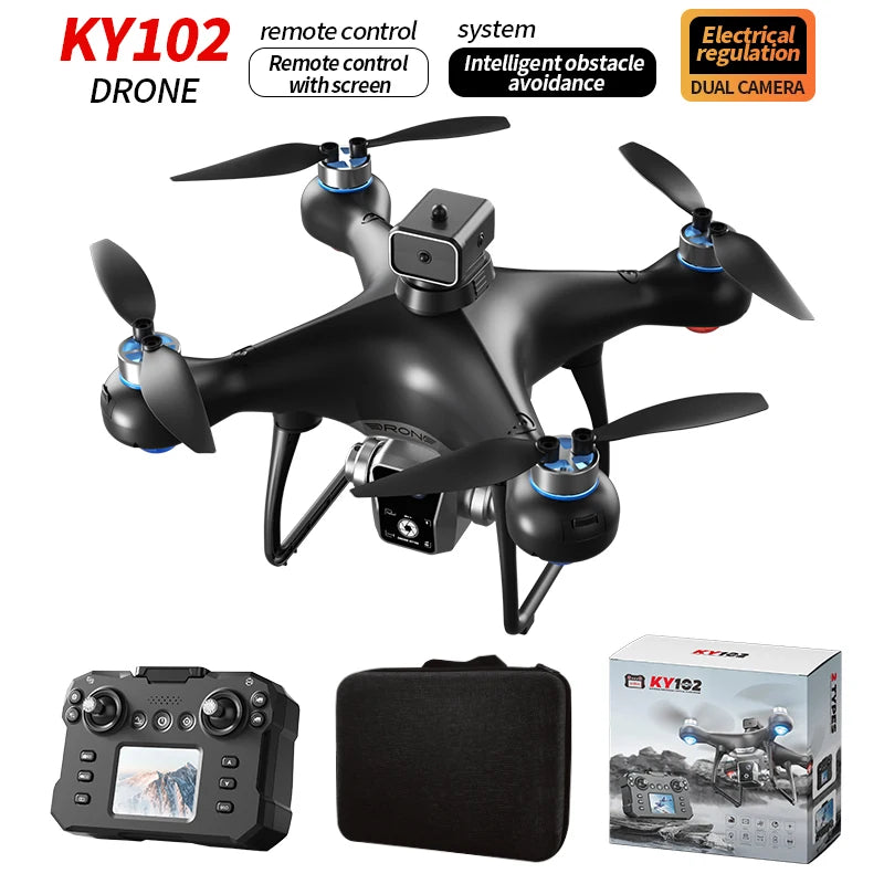 Nouveau Drone KY102 avec écran 8K, double caméra, localisation du flux optique sans balais, évitement Intelligent des obstacles, jouets d'hélicoptère RC