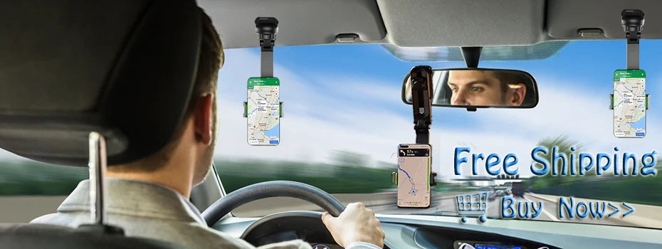 Support de téléphone de voiture multifonctionnel rotatif à 360 degrés, support de rétroviseur automatique, support de téléphone portable pour voiture