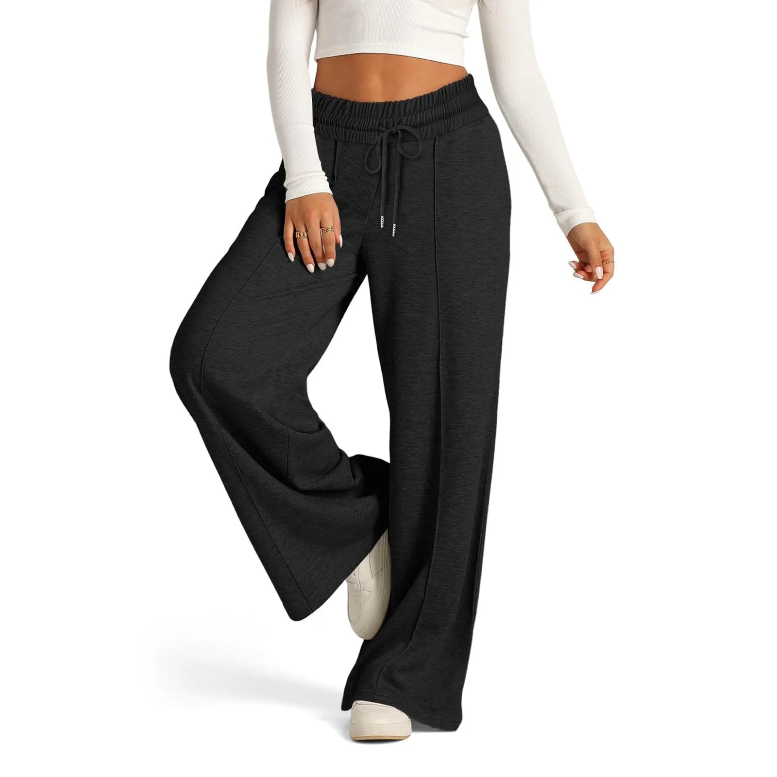 Pantalon de survêtement en polaire pour femmes, Streetwear, taille haute, ample, décontracté, droit, Sport, jambes larges, Baggy, jogging