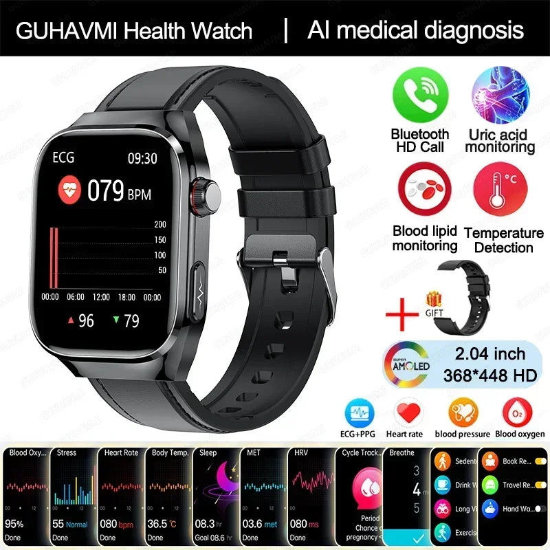 Xiaomi pression artérielle acide uricique graisse corporelle Smartwatch Micro examen physique orgue santé montres Bluetooth appel montre intelligente