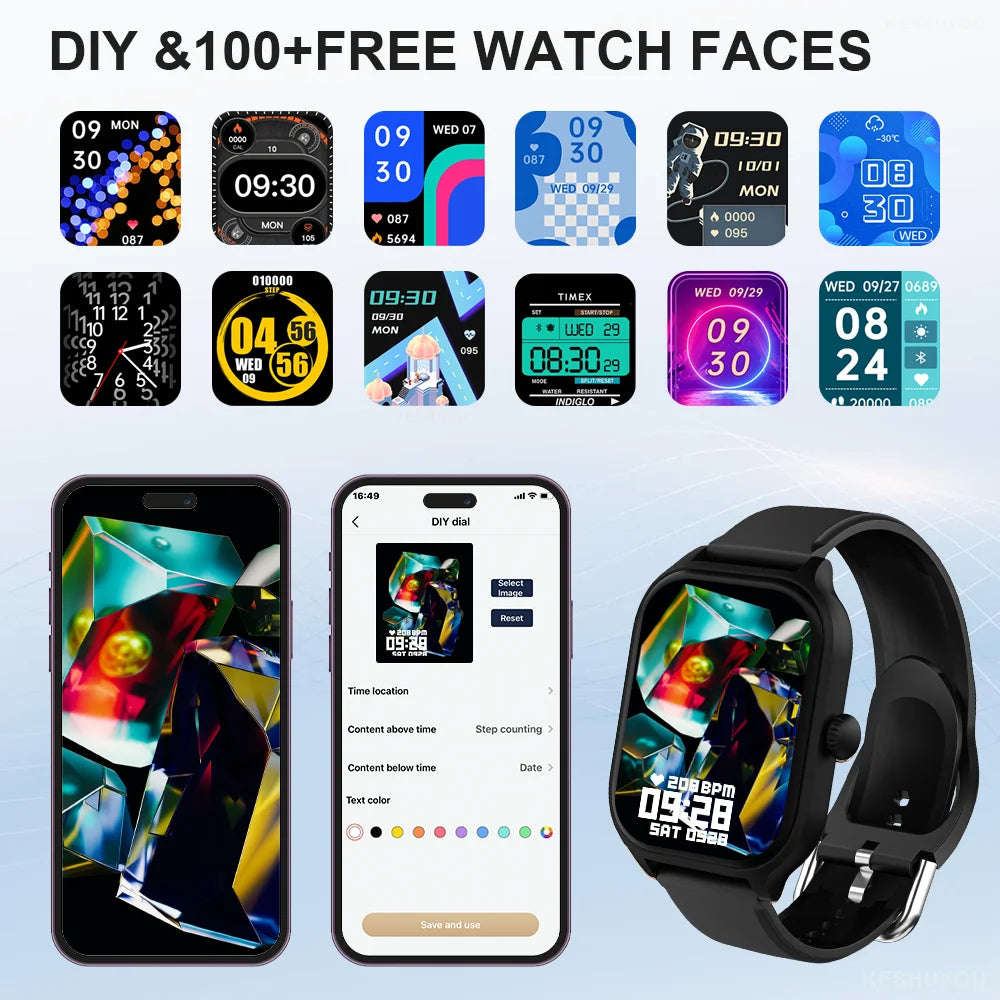 H9 nouvelle montre intelligente 2.01 pouces HD affichage réponse faire appel Message vue Modes de Sport bricolage cadran prévisions météorologiques pour hommes femmes
