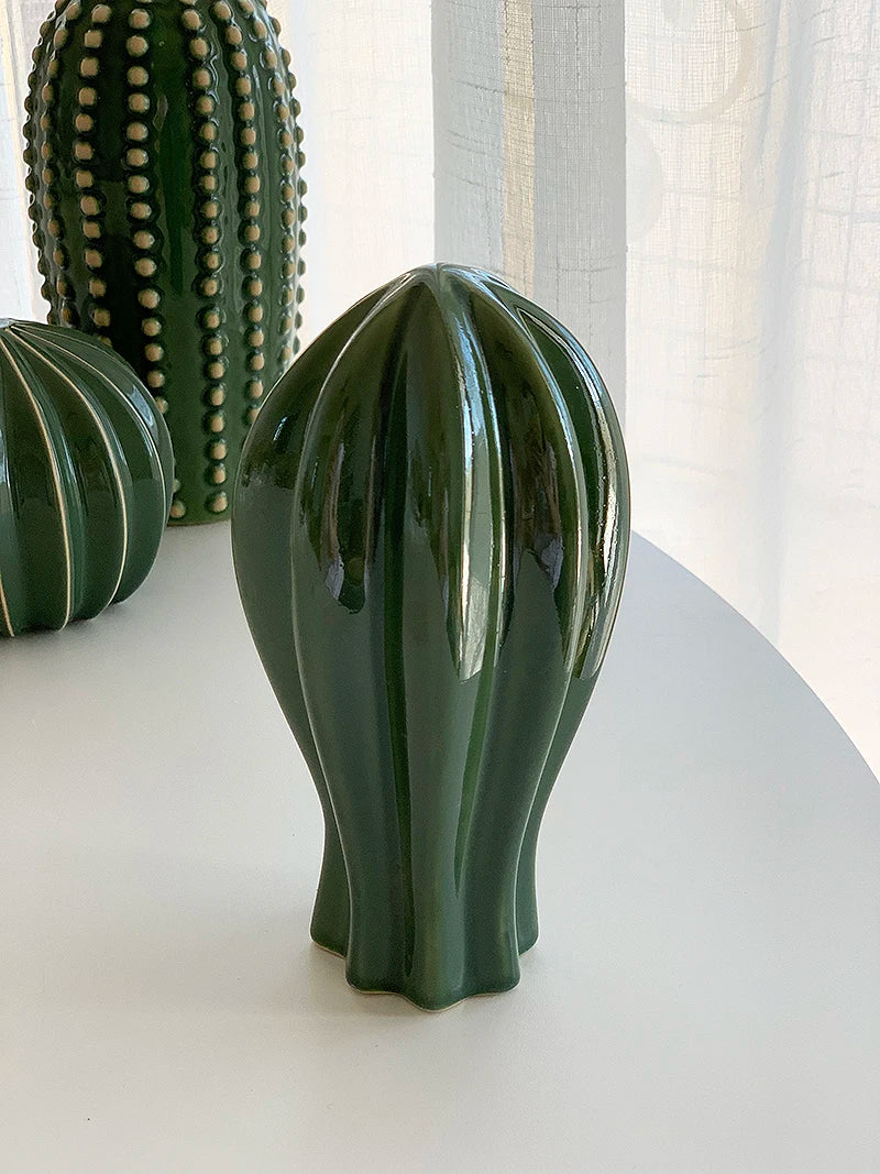 Home decor present 2024, Creative ceramic cactus, aesthetic decor, tropical desert, echinopsis room, green hotel ornament