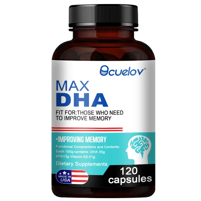 Bcuelov MAX DHA-améliorer la mémoire, protéger la vue, l'intelligence, active les cellules cérébrales, améliore la fatigue cérébrale, complément alimentaire