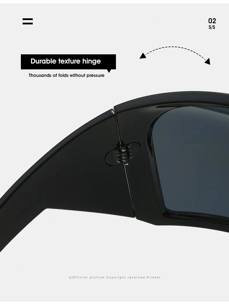 Lunettes de soleil surdimensionnées Punk Shield pour femmes et hommes, grande monture, marque de luxe, masque Steampunk, lunettes de sport pour dames, UV400, 2025