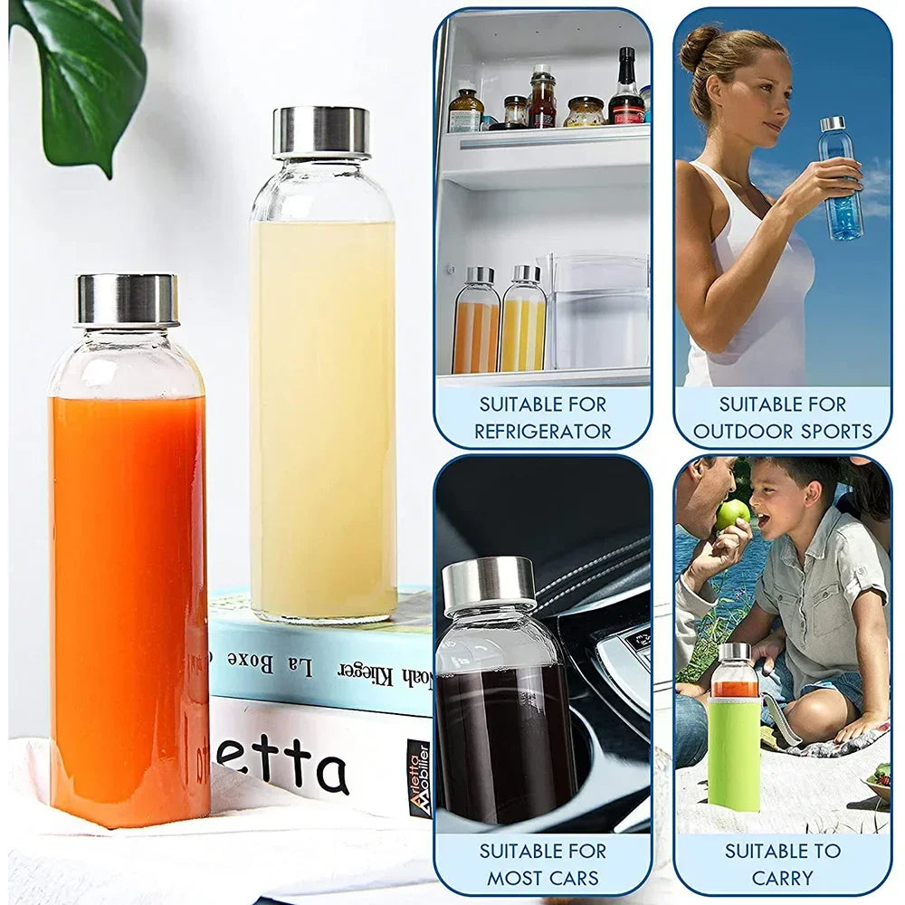 Bouteille d'eau en verre de 280ml/360ml/550ml, bouteille de Sport résistante aux hautes températures avec sac de protection, bouteille de boisson de voyage sans BPA