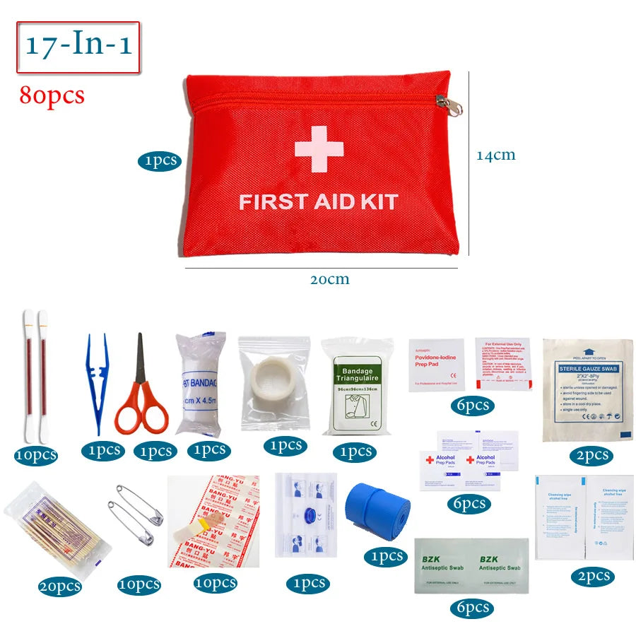 Kit d'urgence de voyage pour camping en plein air, pour la pêche, traitement médical familial, sac de premiers secours Portable étanche, étui pour Kits d'urgence