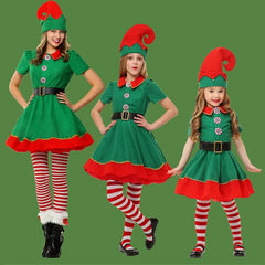 Ensemble de vêtements de Noël pour enfants et adultes, chapeau en Y, ceinture, vêtements de Noël pour enfants, tenue d'anniversaire pour bébé garçon et fille, costume d'elfes
