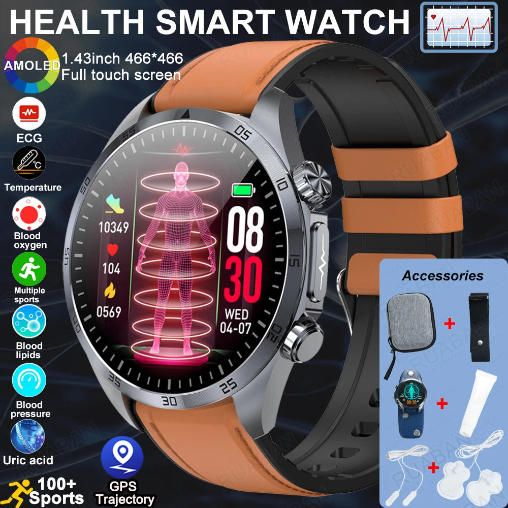 2025 nouvelle montre intelligente hommes pour huawei pression artérielle santé montre CES sommeil pulsé thérapeutique acide urique lipides sanguins graisse corporelle