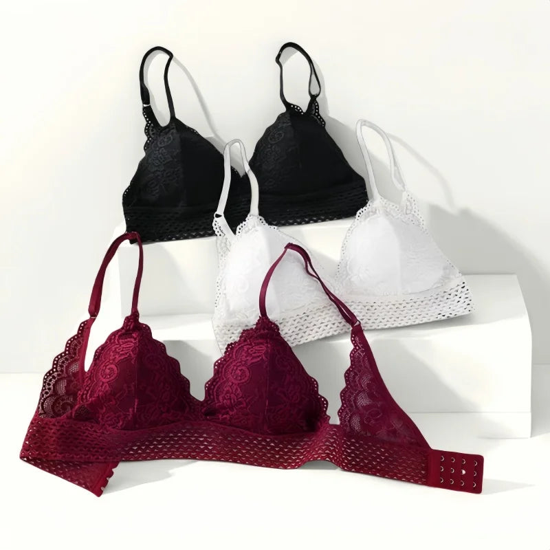 Soutien-gorge en dentelle florale sans fil Bralette soutien-gorge Push Up pour femmes col en v brassière femme sous-vêtements rembourrés Lingerie Sexy intimes