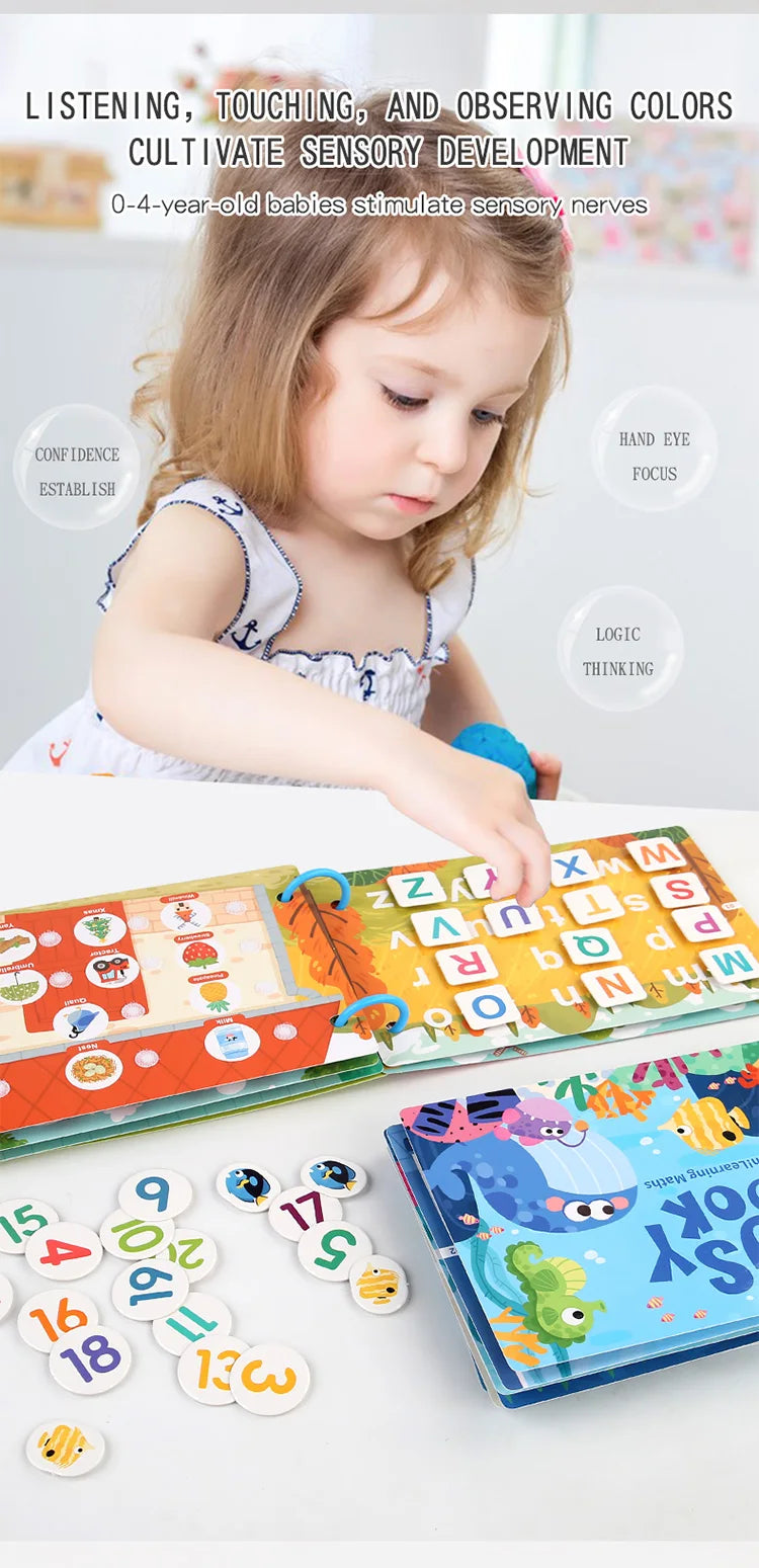 Livre Montessori pour bébé, mon premier livre silencieux, jouet éducatif pour l'apprentissage précoce, jeu assorti pour bébés de 2 à 3 ans