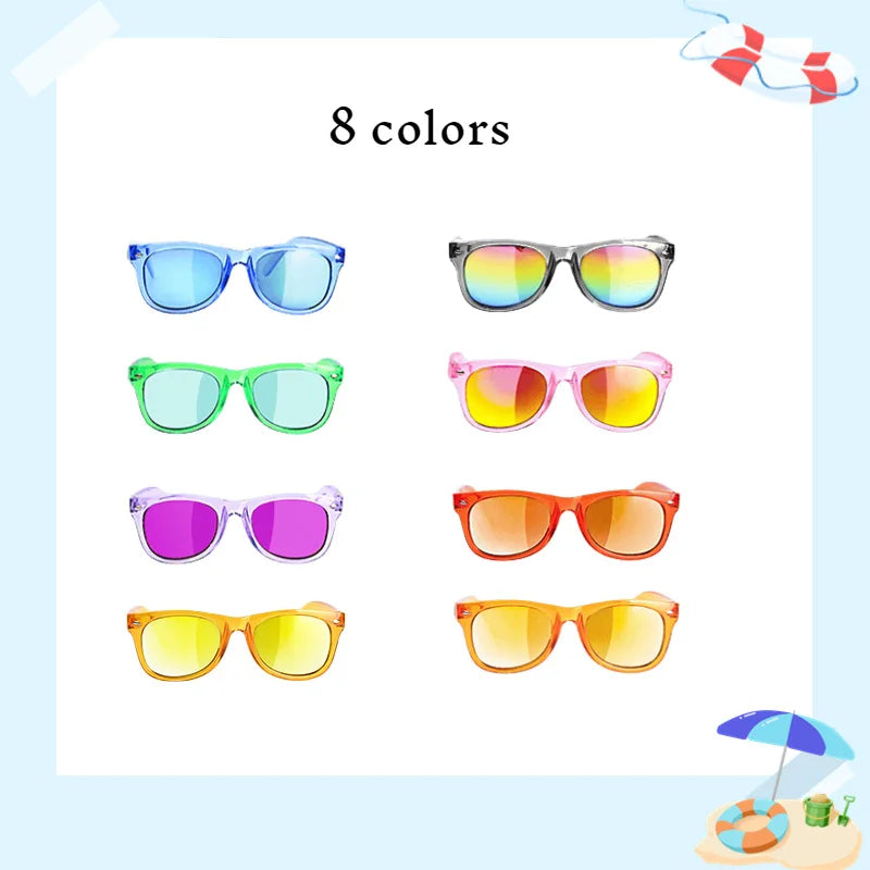 8 - 64pcs enfants lunettes de soleil cadeau de fête en vrac pour les enfants de 3 - 12 ans, lunettes de soleil translucides néon avec Protection UV 400, Pool birthday party Supplies Gift Bag pad