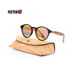 Kenbo haute qualité ronde bois bambou Grain lunettes de soleil polarisées avec étui mode femmes homme nuances lunettes de soleil en bois