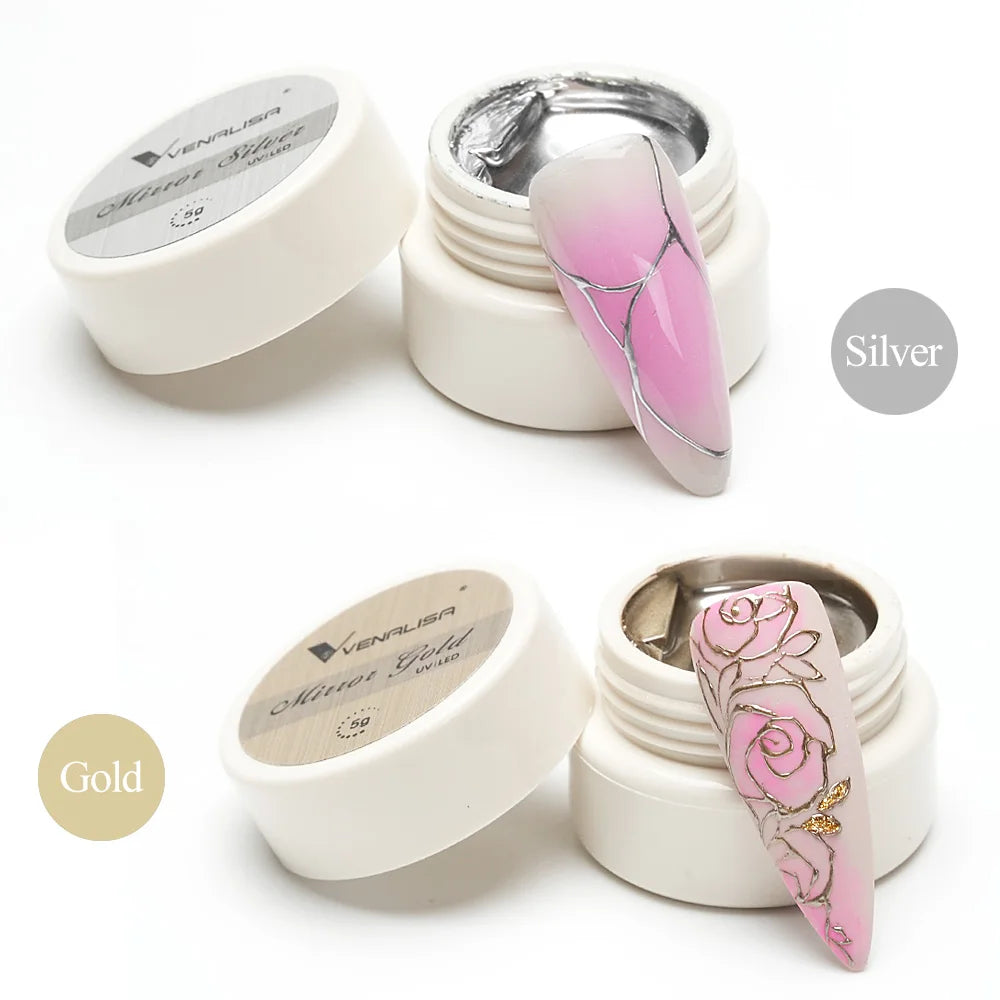 Venalisa 5ml nouveau Gel métallique UV argent or effet miroir renforcer garder les ongles C Arc UV Gel de Construction 5D Gel de modélisation