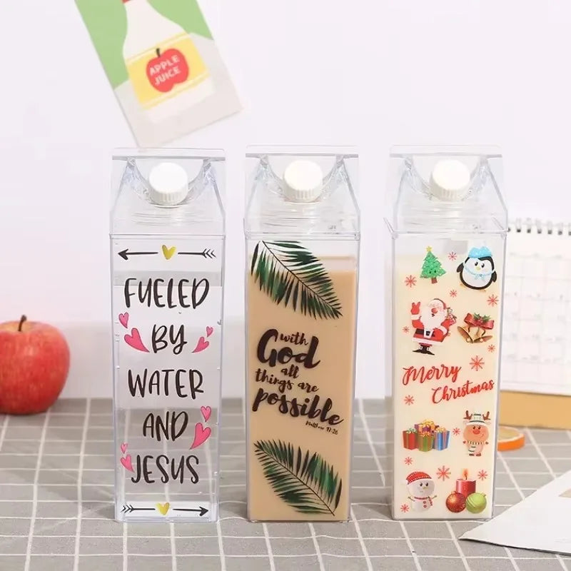 Bouteille pratique en plastique Transparent de 500/1000ml, nouveau jus réutilisable, boîte de tasse transparente de Sport étanche, lait, eau potable pour la maison