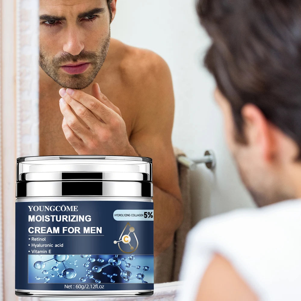 Crème hydratante au collagène pour hommes au rétinol et vitamines, réparation Anti-rides, estompe les ridules, soin du visage à l'acide hyaluronique