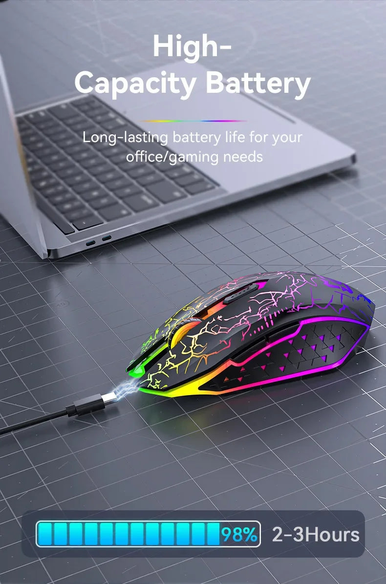 Souris sans fil Bluetooth 5.2 RGB 2.4G, double Mode, pour jeu, 6 boutons, silencieuse, pour MacBook, tablette, ordinateurs portables