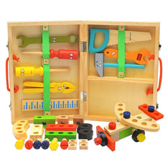Jouets éducatifs Montessori pour enfants, boîte à outils en plastique et bois, ensemble de jeu de Simulation, assemblage de vis d'écrou, outil de charpentier de Simulation