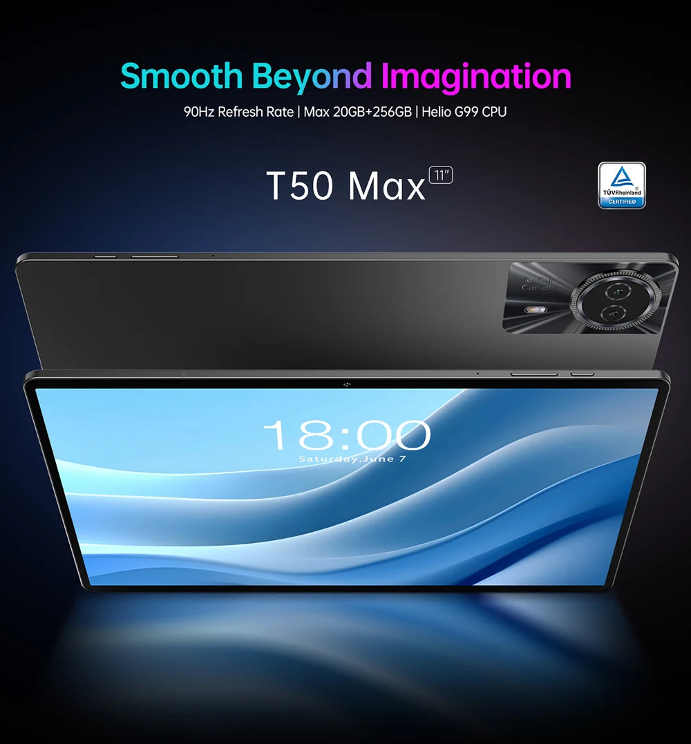 【Première mondiale】 Tablette Teclast T50 Max Écran 11" FHD 90 Hz Android 14 MediaTek G99 8 Go de RAM 256 Go ROM 8000 mAh Type-C Widevine L1