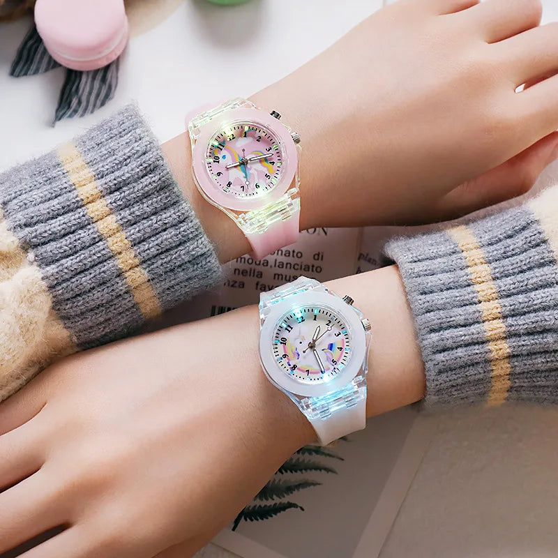 UTHAI C22 montre pour enfants montres brillent la nuit Quartz horloge numérique bracelet en Silicone mignon filles école primaire