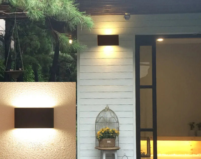Modern Waterproof Outdoor 12W LED Wall Lamp IP65 Aluminum Up and Down Wall Sconce Garden Porch Decorative Light 110V 220V