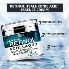 Crème à l'acide hyaluronique au collagène rétinol, crème pour le visage au rétinol et au collagène,