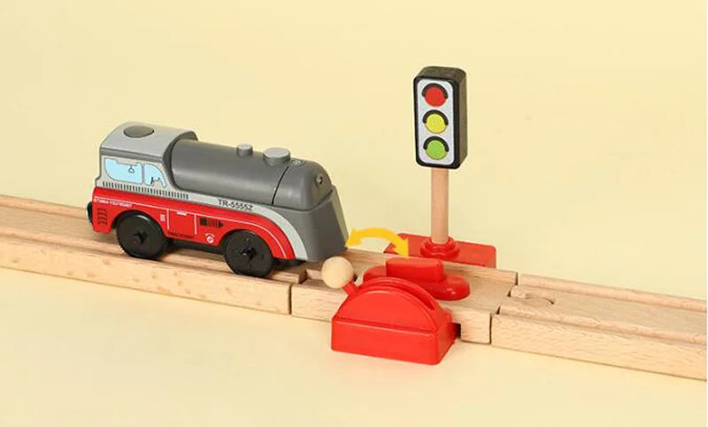 Jouets pour tout-petits, Train en bois, accessoires de voie ferrée, Barricade, scène de piste de plate-forme, jouets Puzzle pour garçons et filles