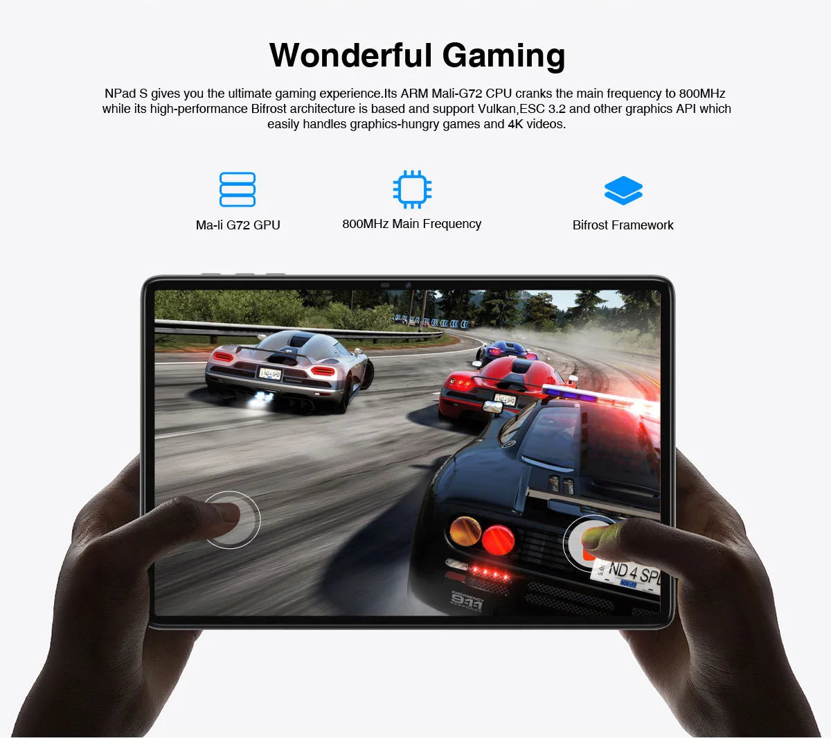 N-ONE NPad S 2023 10.1 pouces Tablette Pad 1280X800 HD 4GB 64GB Android 12 MTK8183 8-Cores 6600mAh Double WIFI BT5.0 Tablettes