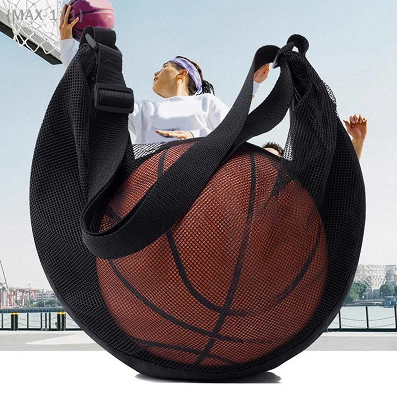 Sac à balle unique avec poche à fermeture éclair, 1 pièce, sac de rangement de balle en maille, équipement de Sport, filet de rangement à cordon de serrage, transport de basket-ball