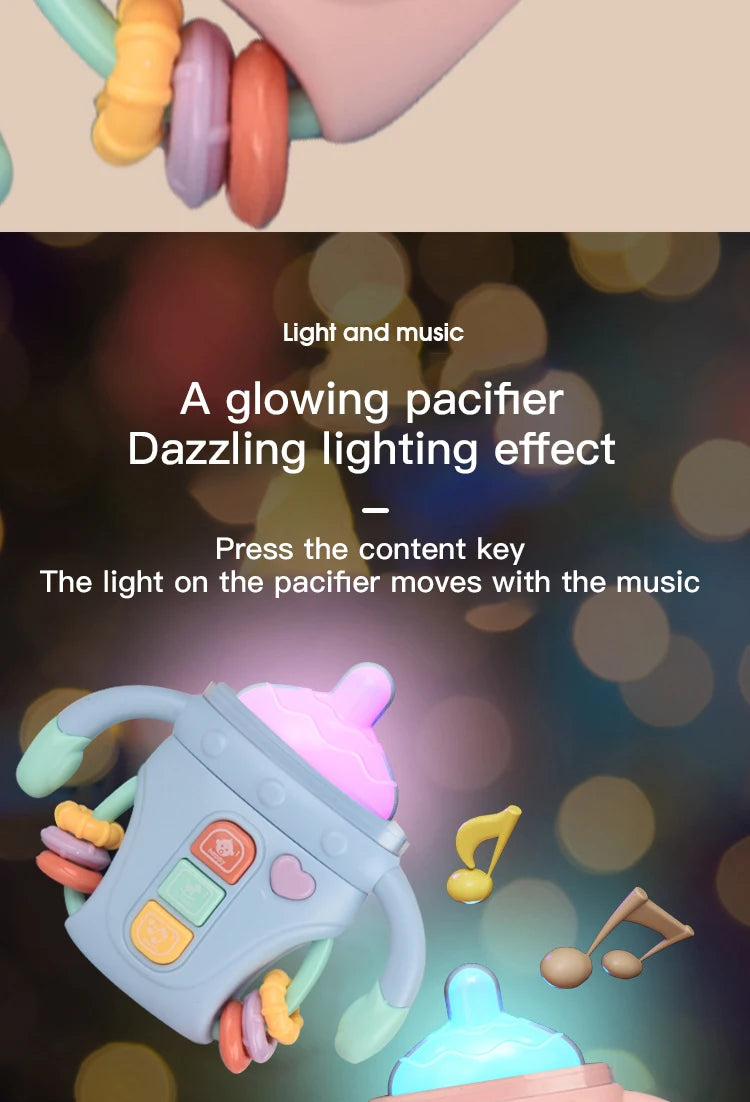 Hochet pour bébé, jouet d'apprentissage sensoriel Musical avec musique et lumières, sucette de dentition pour tout-petits, garçons et filles, cadeaux 0-24M