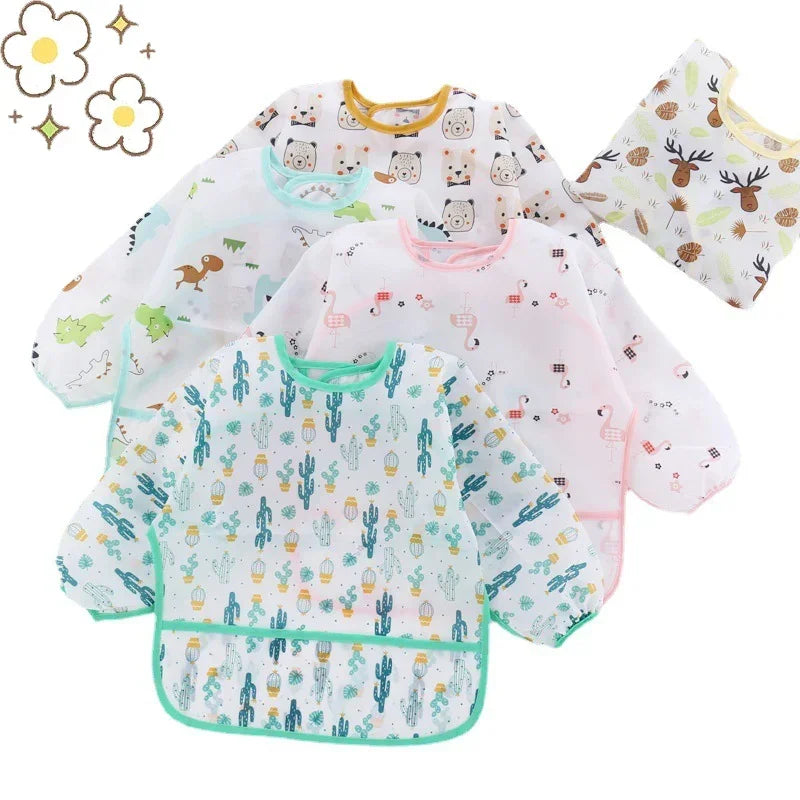 Bavoir de dessin animé en Silicone pour bébé de 0 à 6 ans, bavoirs doux, vêtements mignons pour tout-petits, sans BPA, tablier imperméable à manches longues