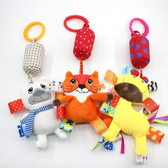 Hochets suspendus sensoriels pour nouveau-né, jouets doux d'apprentissage précoce, poussette en peluche pour enfants, lit de voiture pour nourrissons, berceau avec anneau de dentition pour les tout-petits
