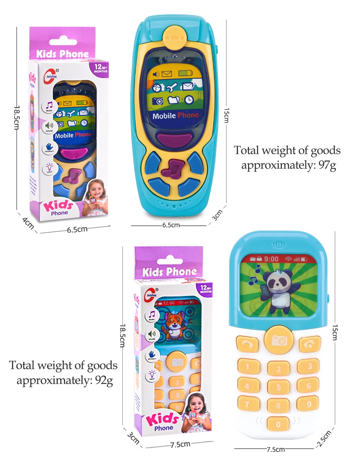 Smartphone toys, baby phone with music and light-up sounds, simulated interaction, makes phone calls, children's gifts, battery not included